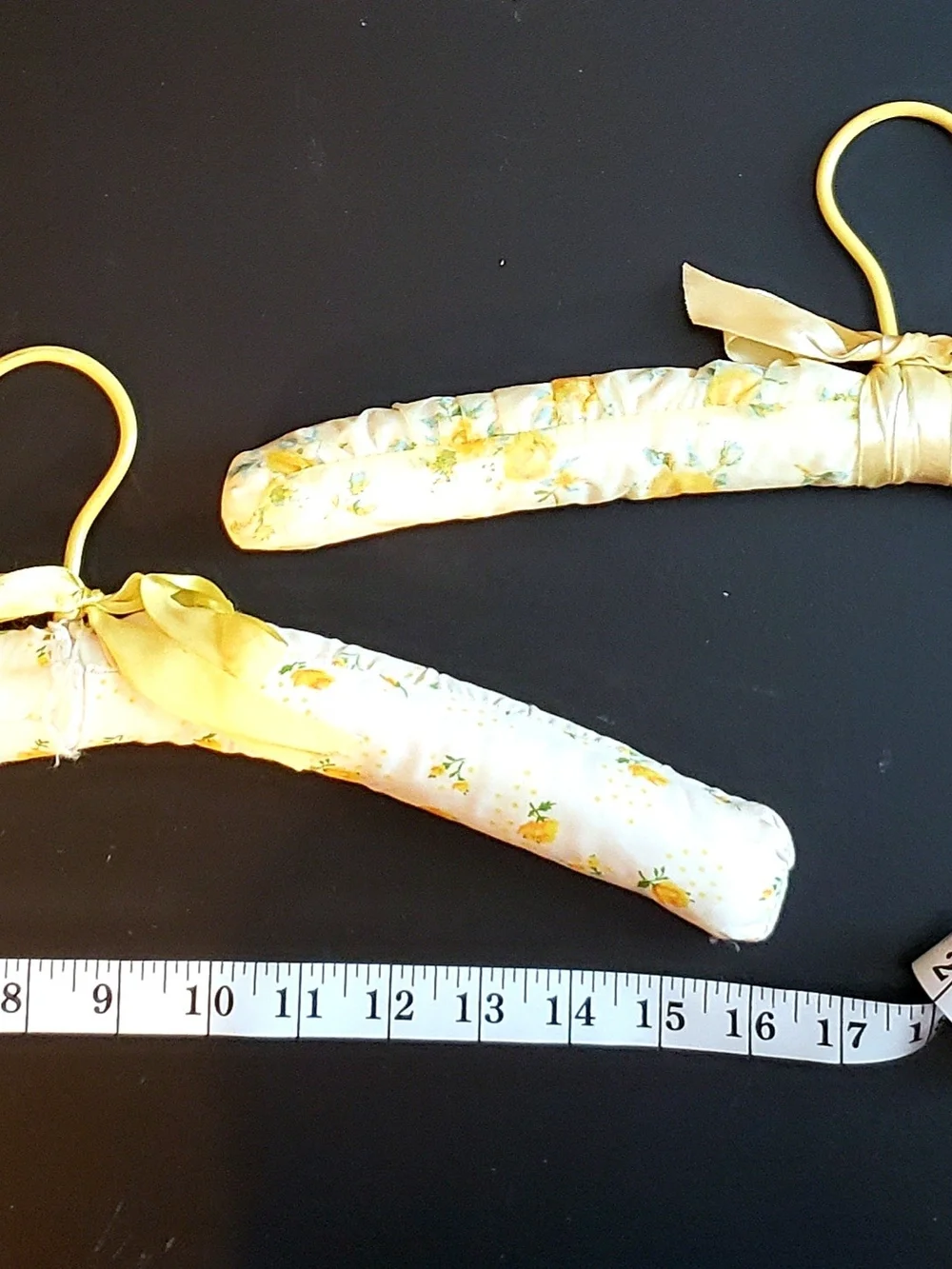 Vintage Soft Yellow Floral Padded Lingerie Hangers
